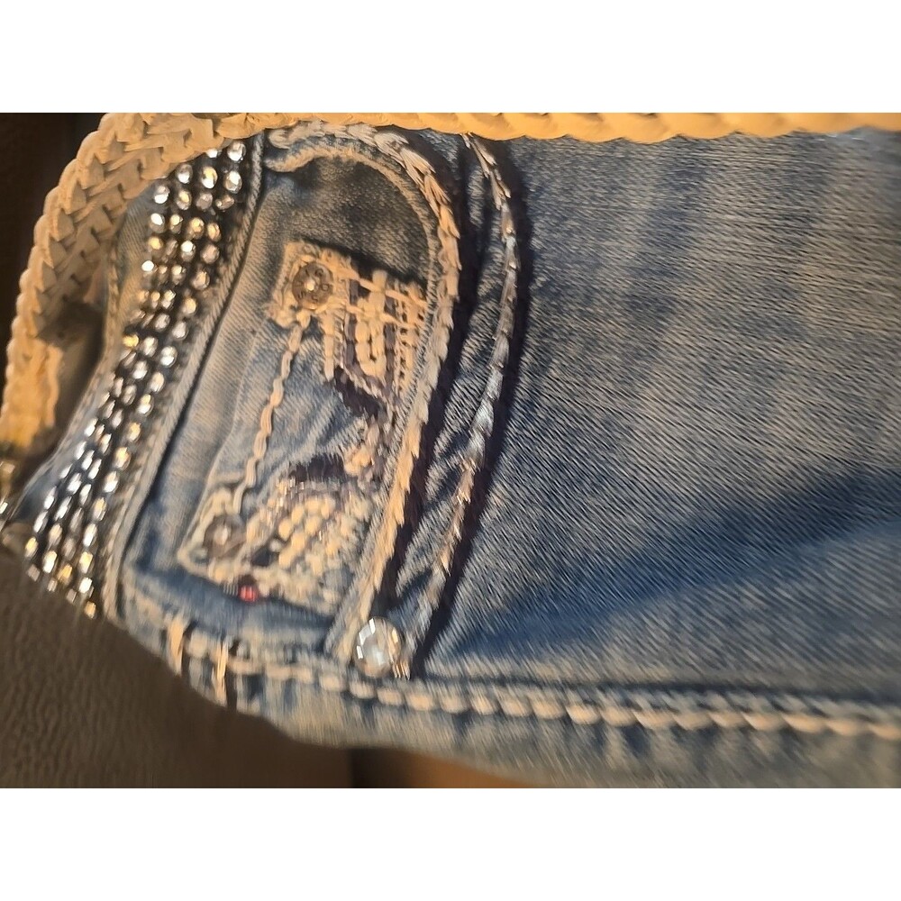 Upcycled Denim Crossbody Purse 14x11" - Picture 4 of 12